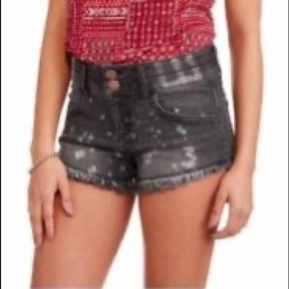 NWOT bleach splattered grunge denim shorts